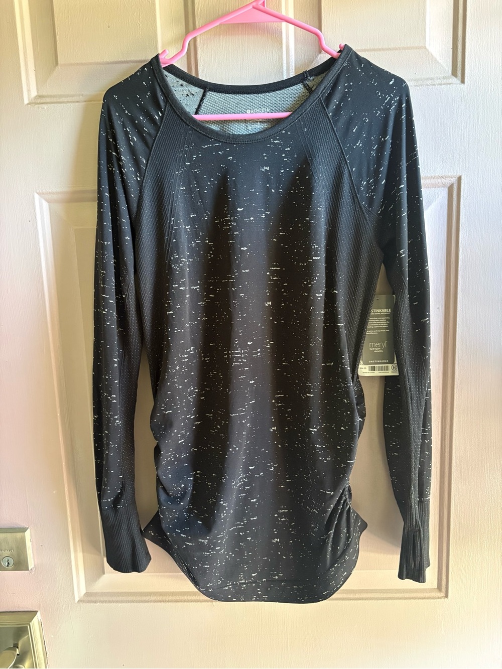 Athleta Black Speckle Long-Sleeve Performance Tee